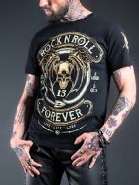 Wornstar Tee Shirt Black sz S Rock n Roll Forever Biker Rockabilly